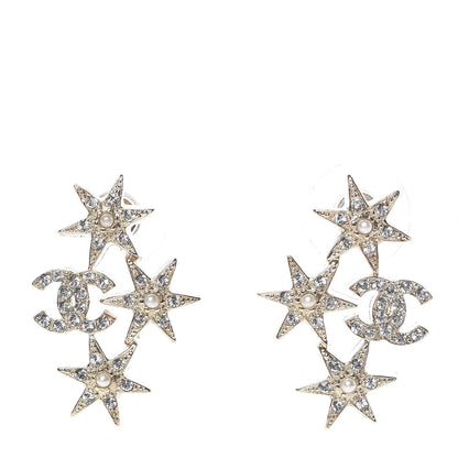 Chanel Crystal Pearl CC Star Earrings Gold 1 of 5
