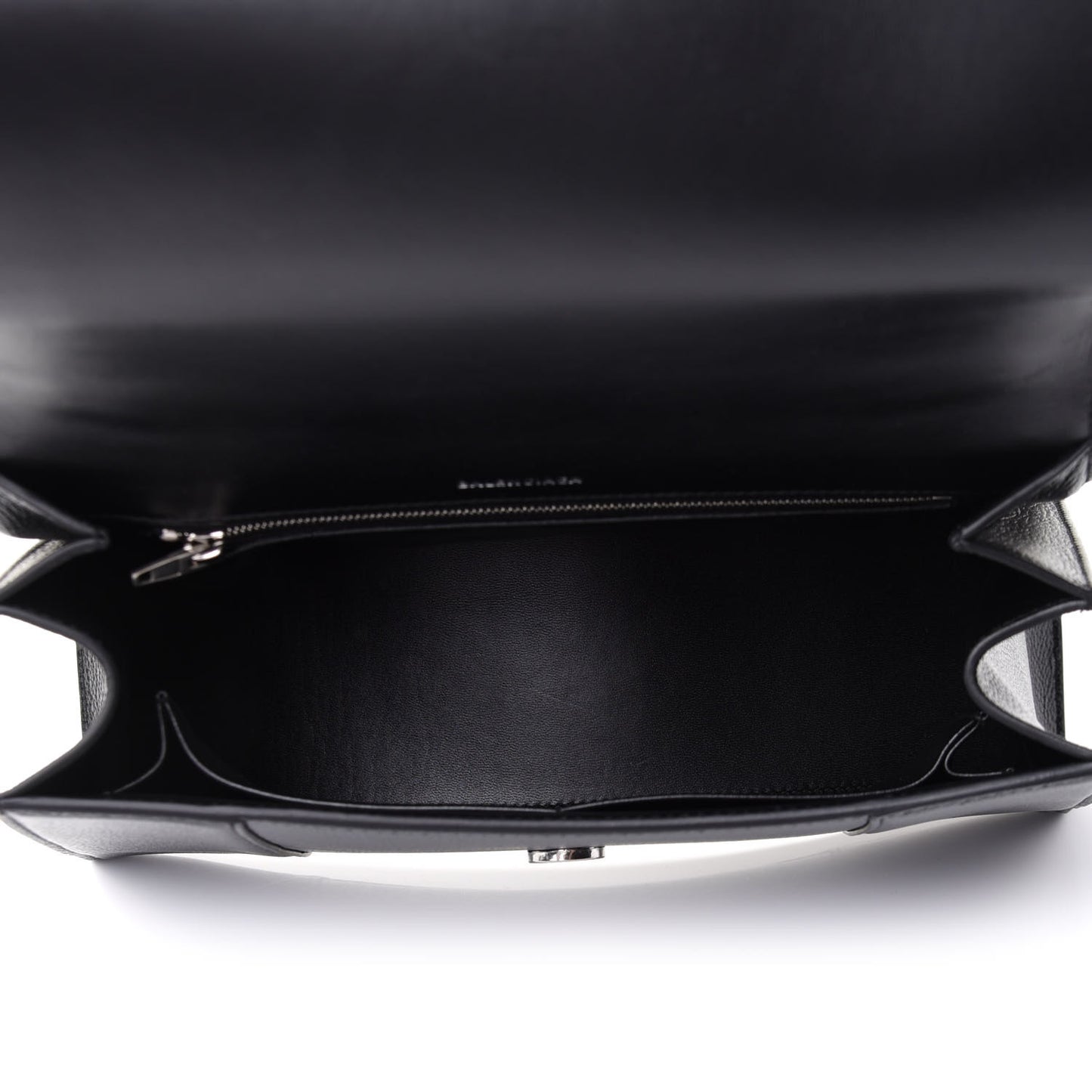 Grained Calfskin Medium Hourglass Top Handle Bag Black