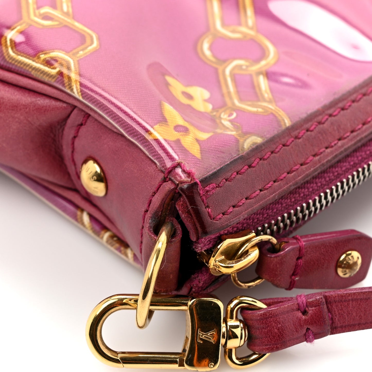Monogram Charms Pochette Accessories Bag Fuchsia