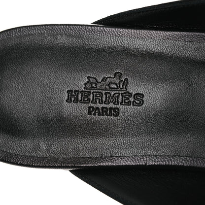 Hermes Glazed Calfskin Oz Mules 41 Black 9 of 10