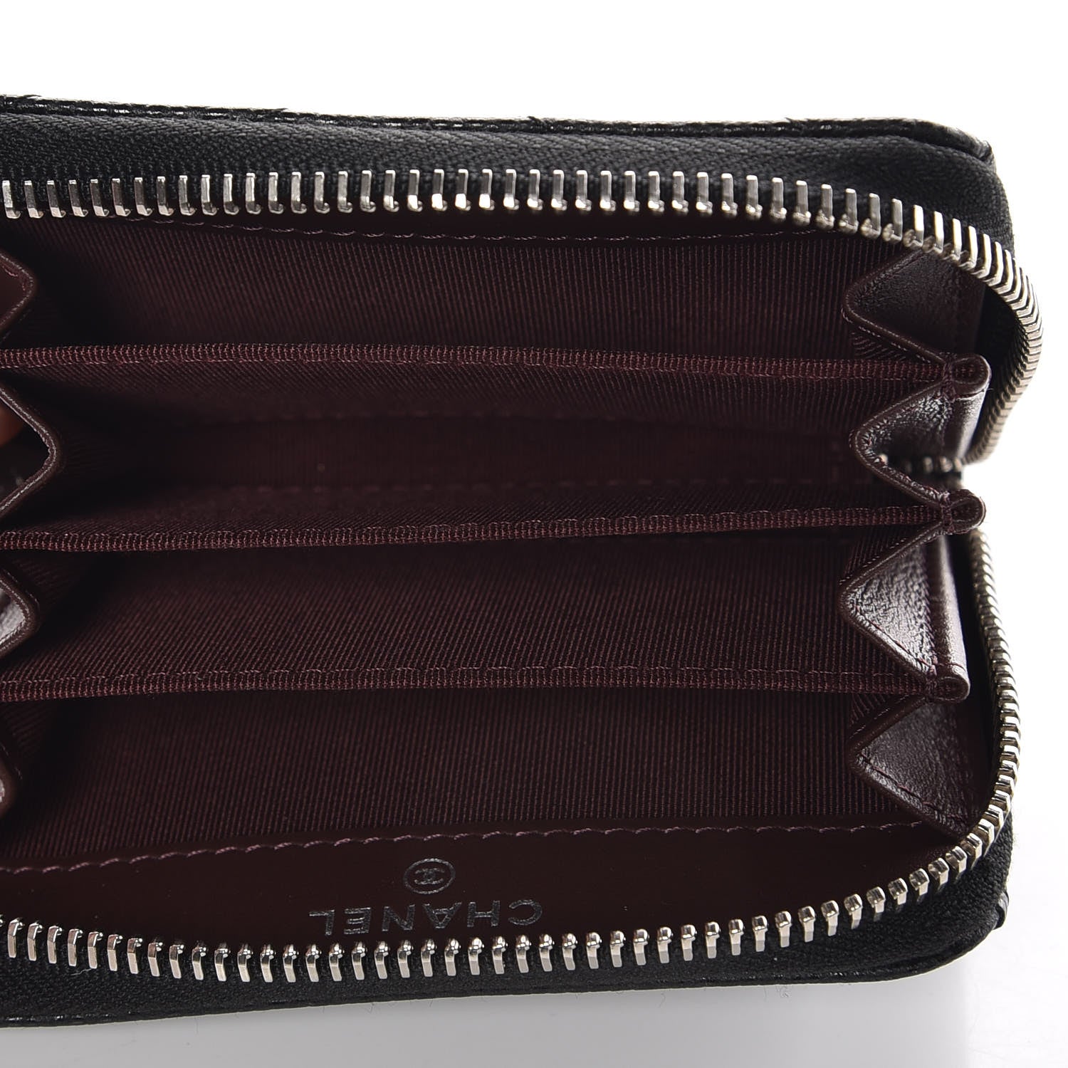 Chanel Caviar Chevron Quilted Zip Coin Purse Black 5 of 9