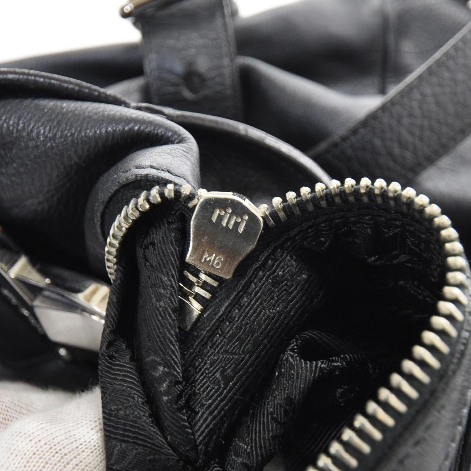 Prada Leather Easy Foldover Pushlock Satchel Black 10 of 10