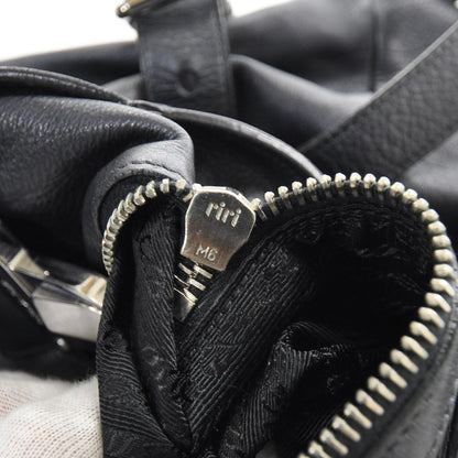 Prada Leather Easy Foldover Pushlock Satchel Black 10 of 10