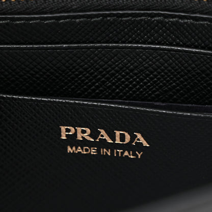 Prada Saffiano Shine Monochrome Mini Flap Crossbody Wristlet Bag Black 6 of 8
