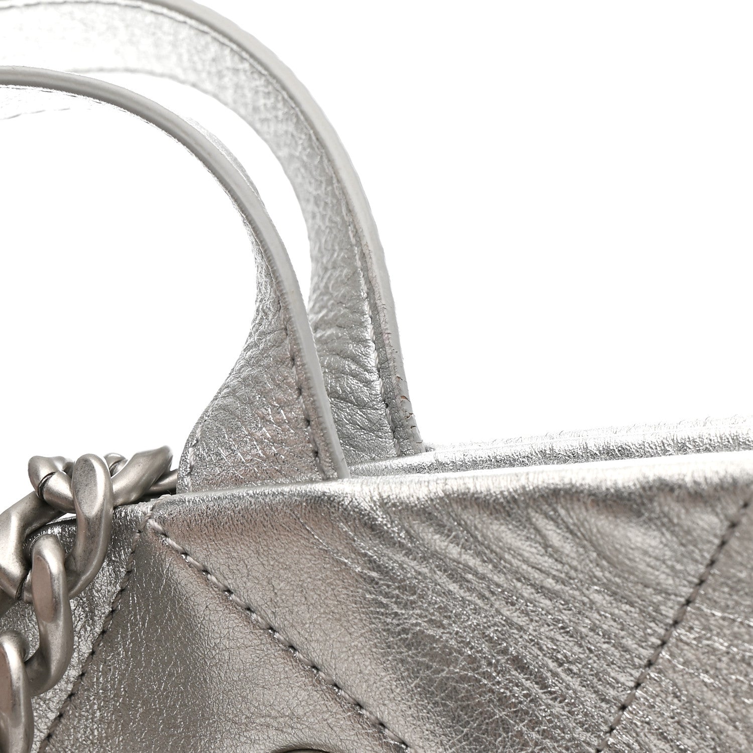 Chanel Metallic Calfskin Stitched CC Club Monaco Tote Silver 12 of 12