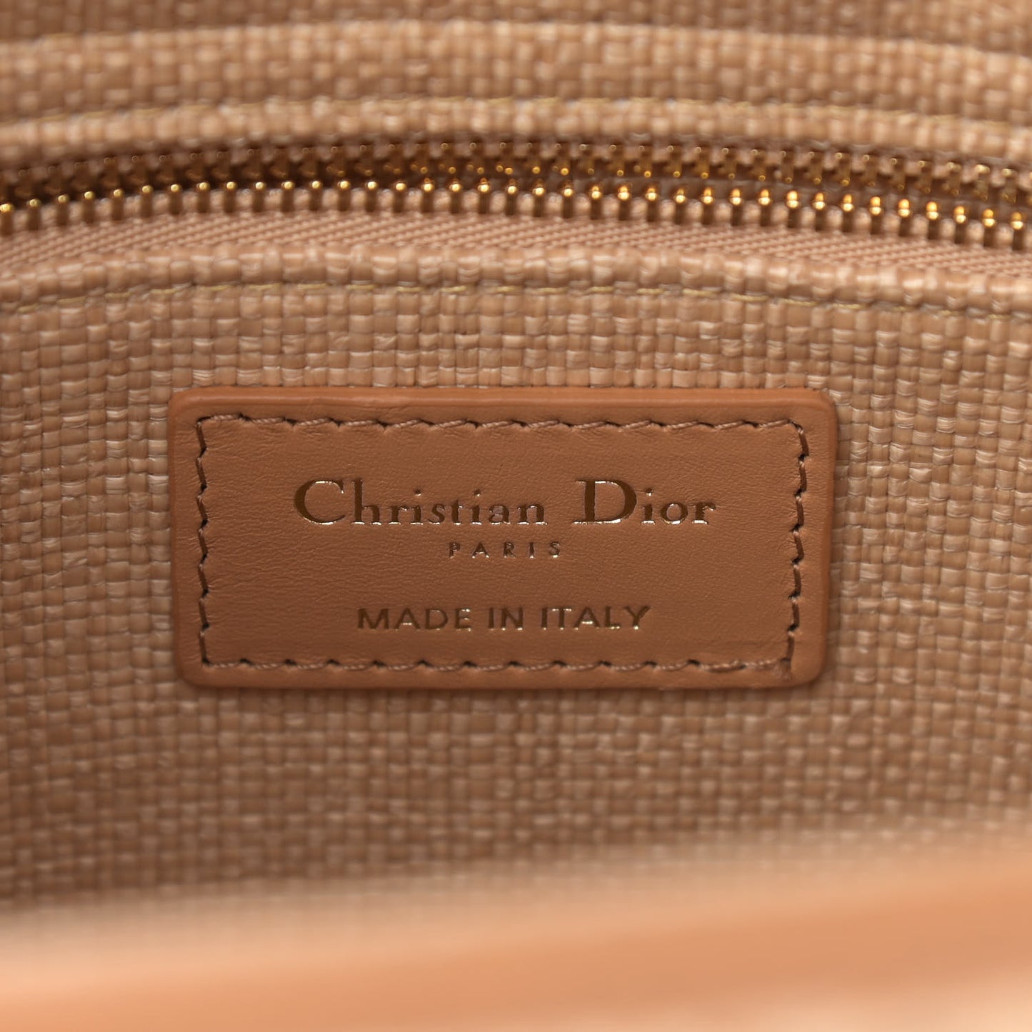 Raffia Medium Lady Dior Bag Beige