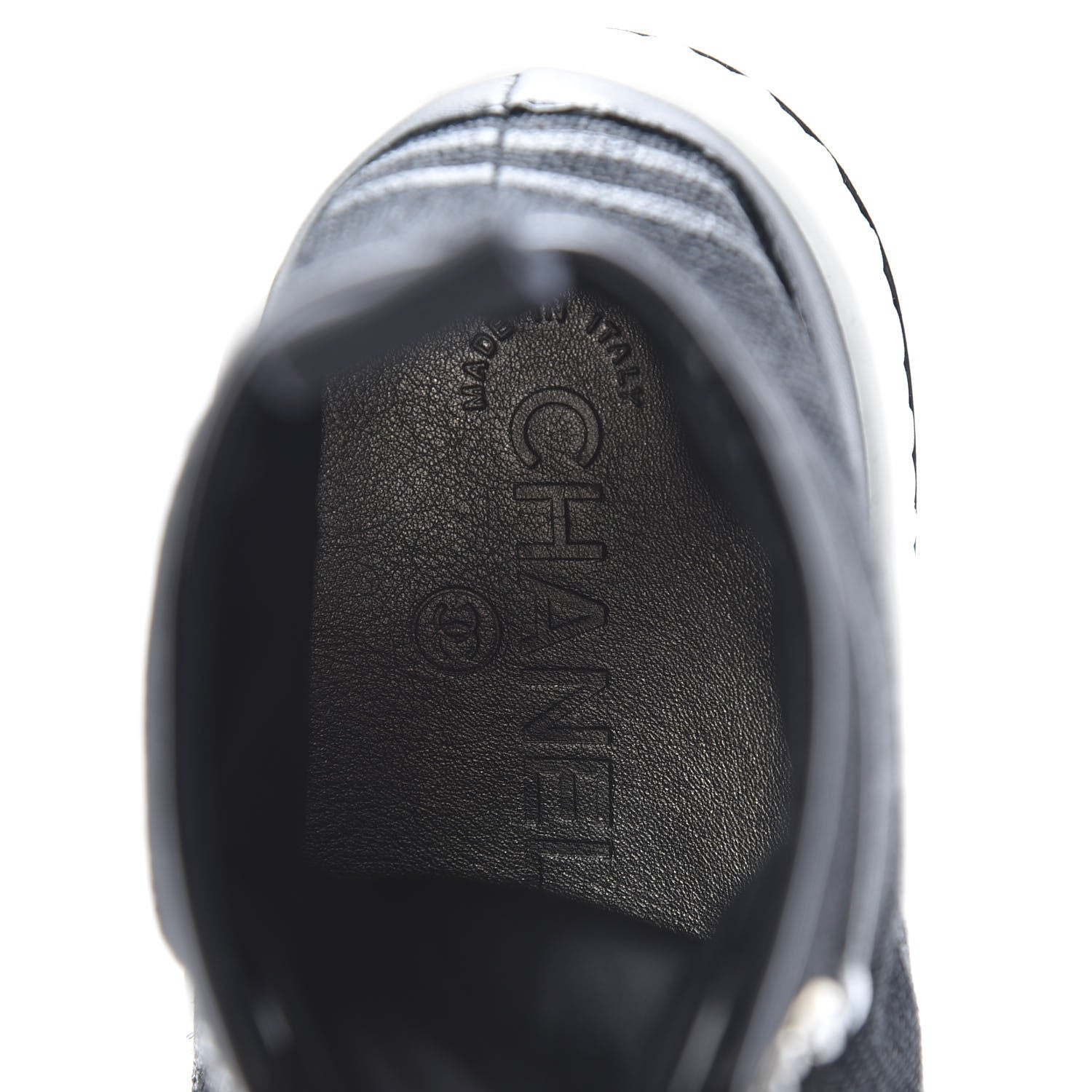 Chanel Fabric Lambskin Lace Up Cap Toe Sneakers 38 Black 7 of 9