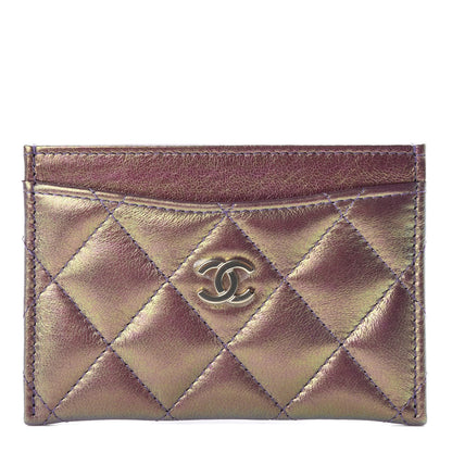Chanel Metallic Lambskin Quilted Card Holder Purple 1 of 8