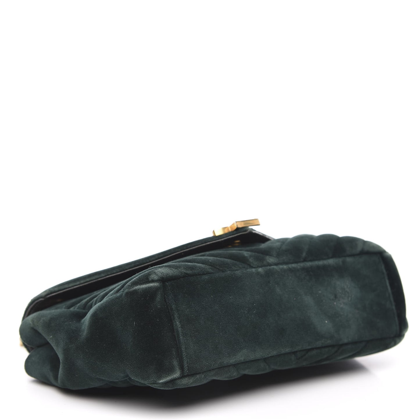 Velvet Matelasse Chevron Medium Monogram Chain Bag New Dark Green