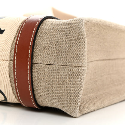 Chloe Linen Calfskin Small Woody Ribbon Tote With Strap White Brown 10 of 10