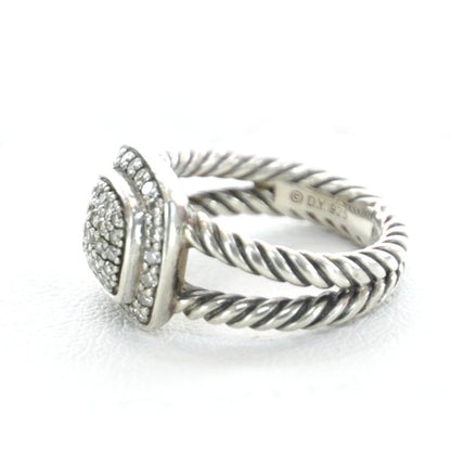 David Yurman Sterling Silver Diamond 7mm Petite Albion Pave Ring 46 3.75 7 of 8