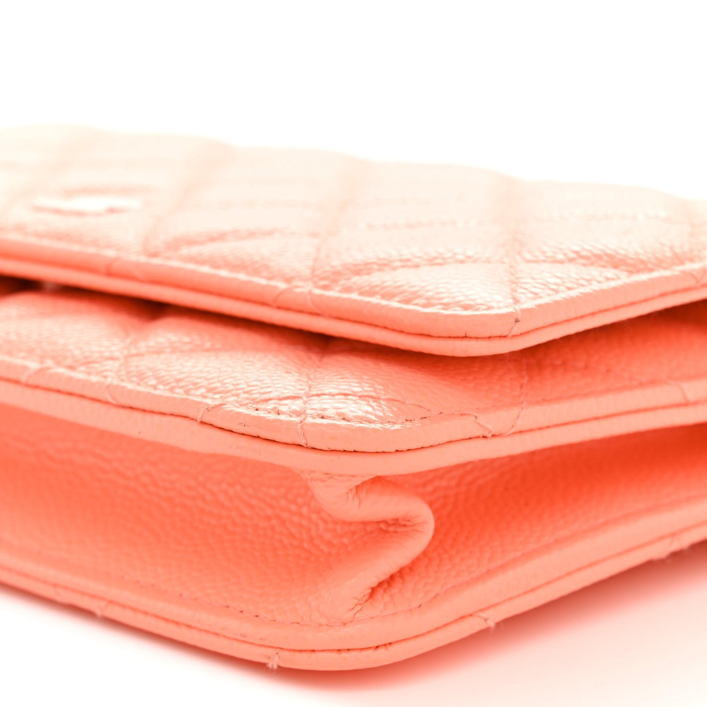 Caviar Quilted Wallet on Chain WOC Coral