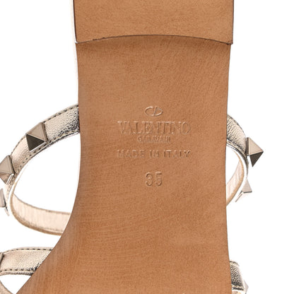 Valentino Garavani Metallic Nappa Rockstud Caged Flat Slide Sandals 35 Skin 6 of 8