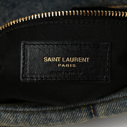 Saint Laurent Denim Quilted Small Loulou Puffer Monogram Chain Satchel Rodeo Blue Cinnamon 6 of 10