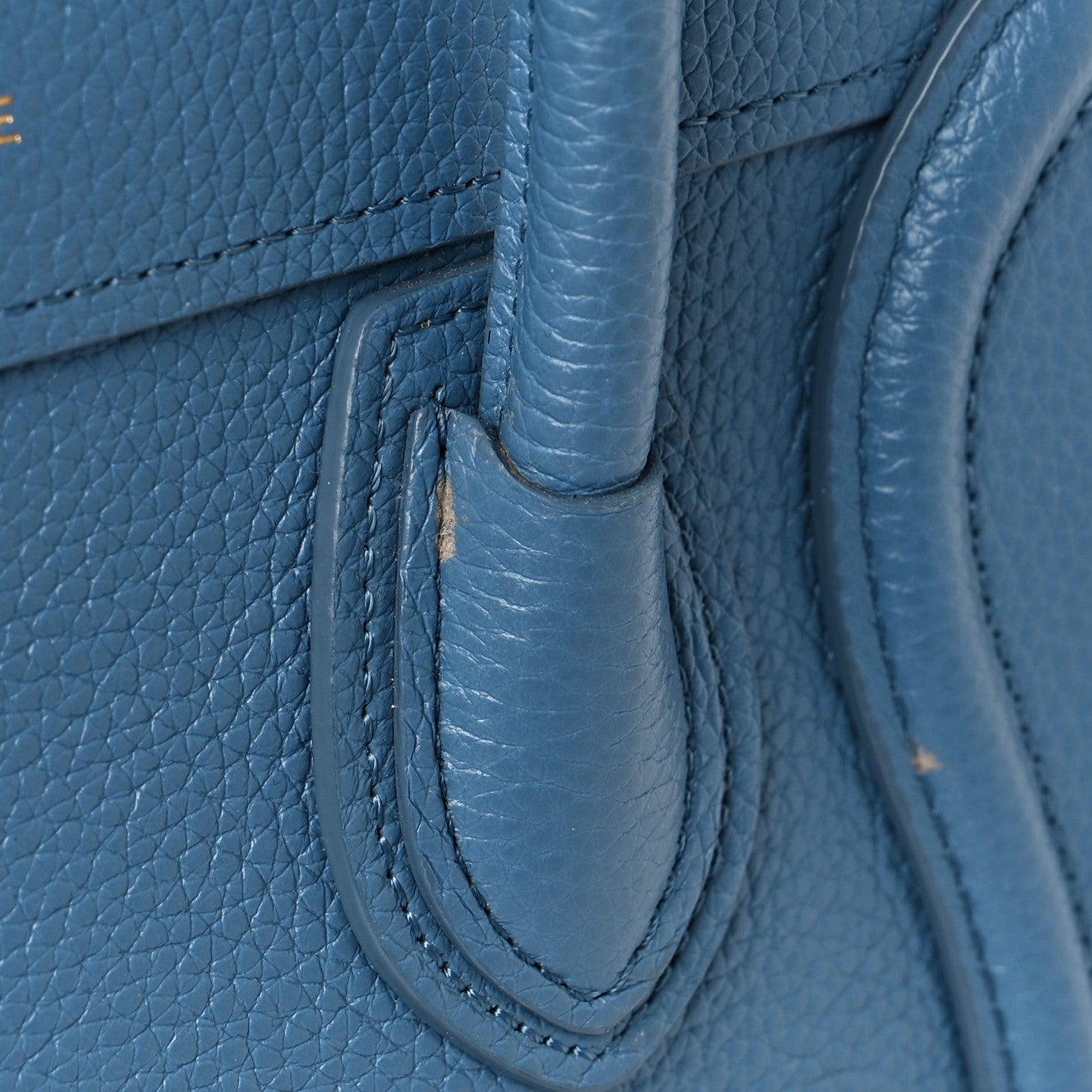 Celine Drummed Calfskin Nano Luggage Azure 10 of 10
