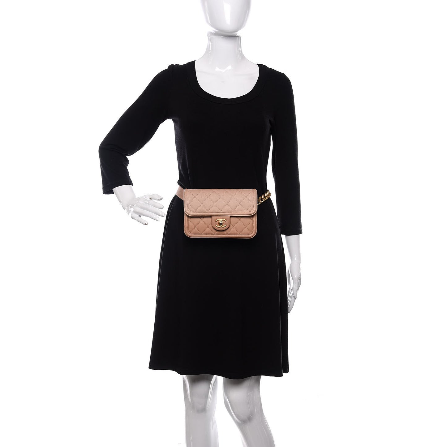 Caviar Quilted Sunset On The Sea Waist Bag Beige
