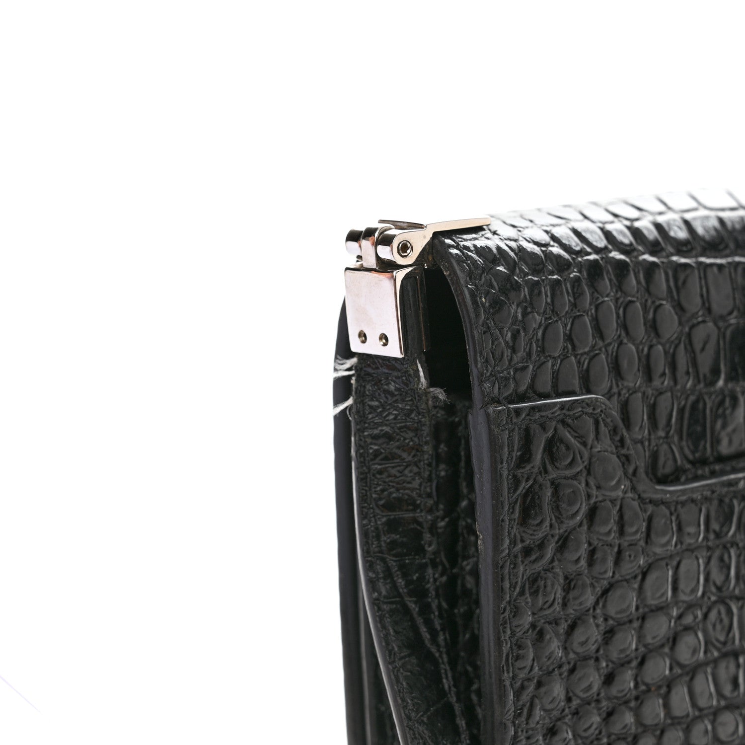 Saint Laurent Calfskin Crocodile Embossed Monogram Mini Uptown Crossbody Black 13 of 16