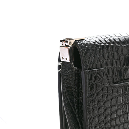 Saint Laurent Calfskin Crocodile Embossed Monogram Mini Uptown Crossbody Black 13 of 16