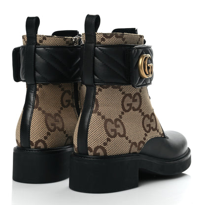 Gucci Flores Calfskin Monogram Maxi GG Nappa Matelasse Double G 40mm Ankle Boots 37.5 Black Camel Ebony 4 of 9