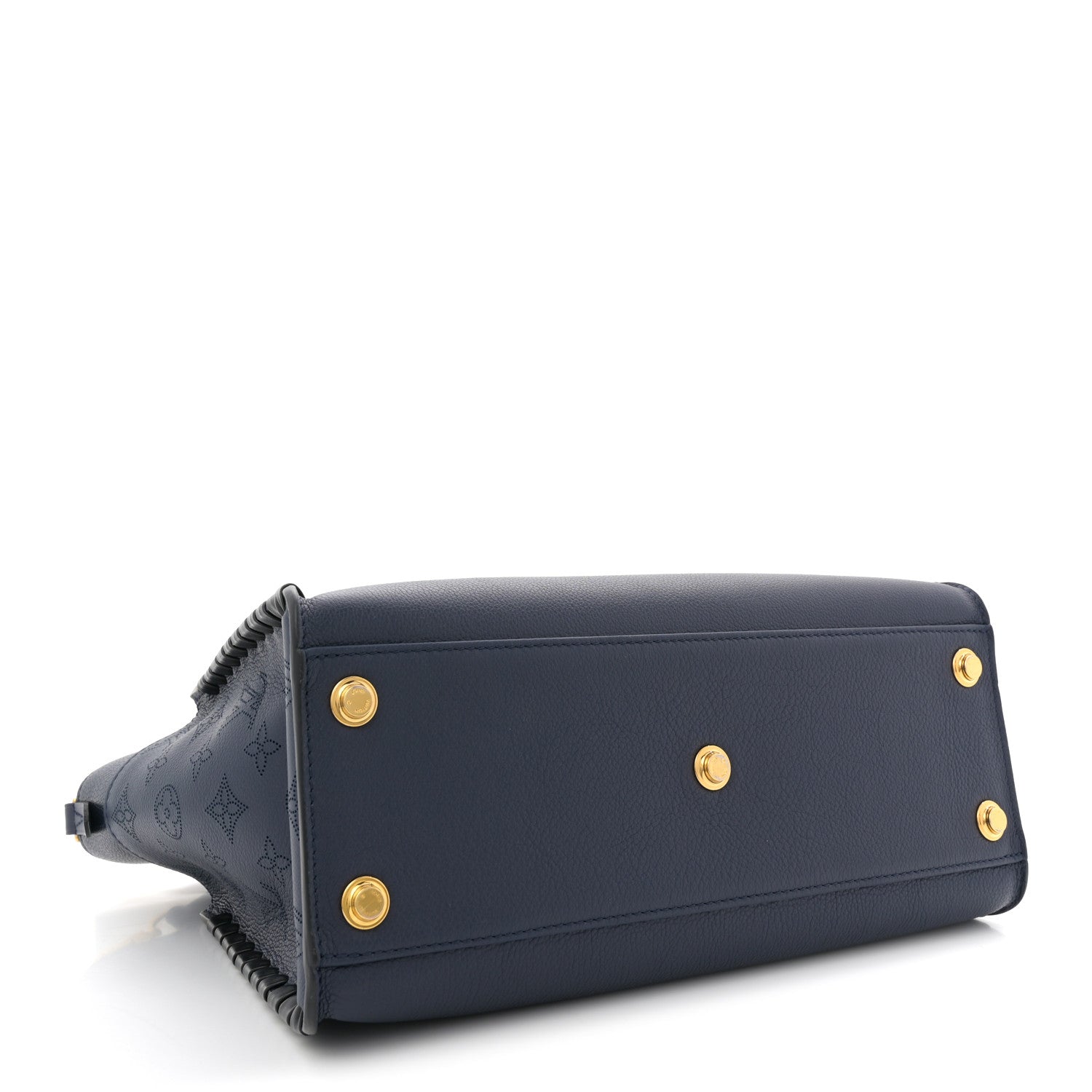Louis Vuitton Calfskin Mahina Braided On My Side MM Navy Blue 4 of 9