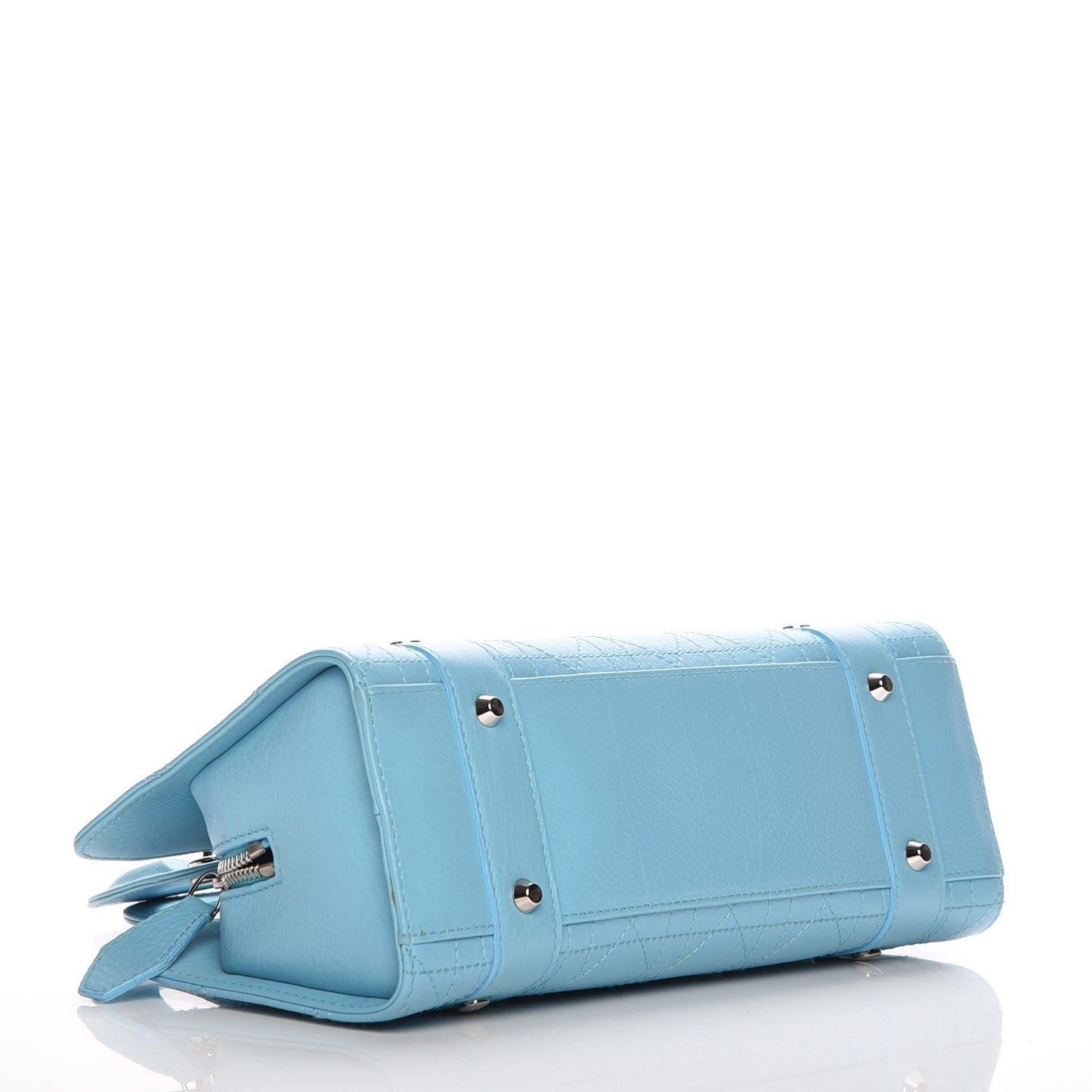 Calfskin Cannage Stitched Small East West Lady Dior Light Blue