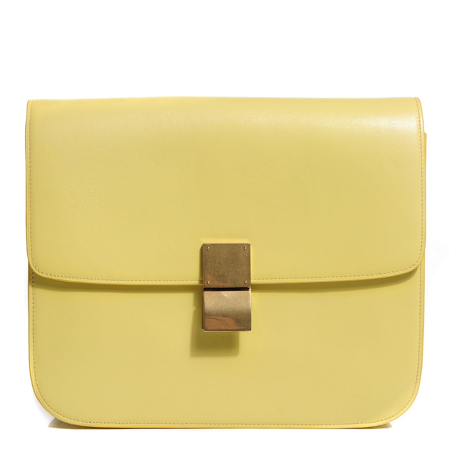 Celine Smooth Calfskin Large Classic Box Flap Bag Fluo Yellow 1 of 8