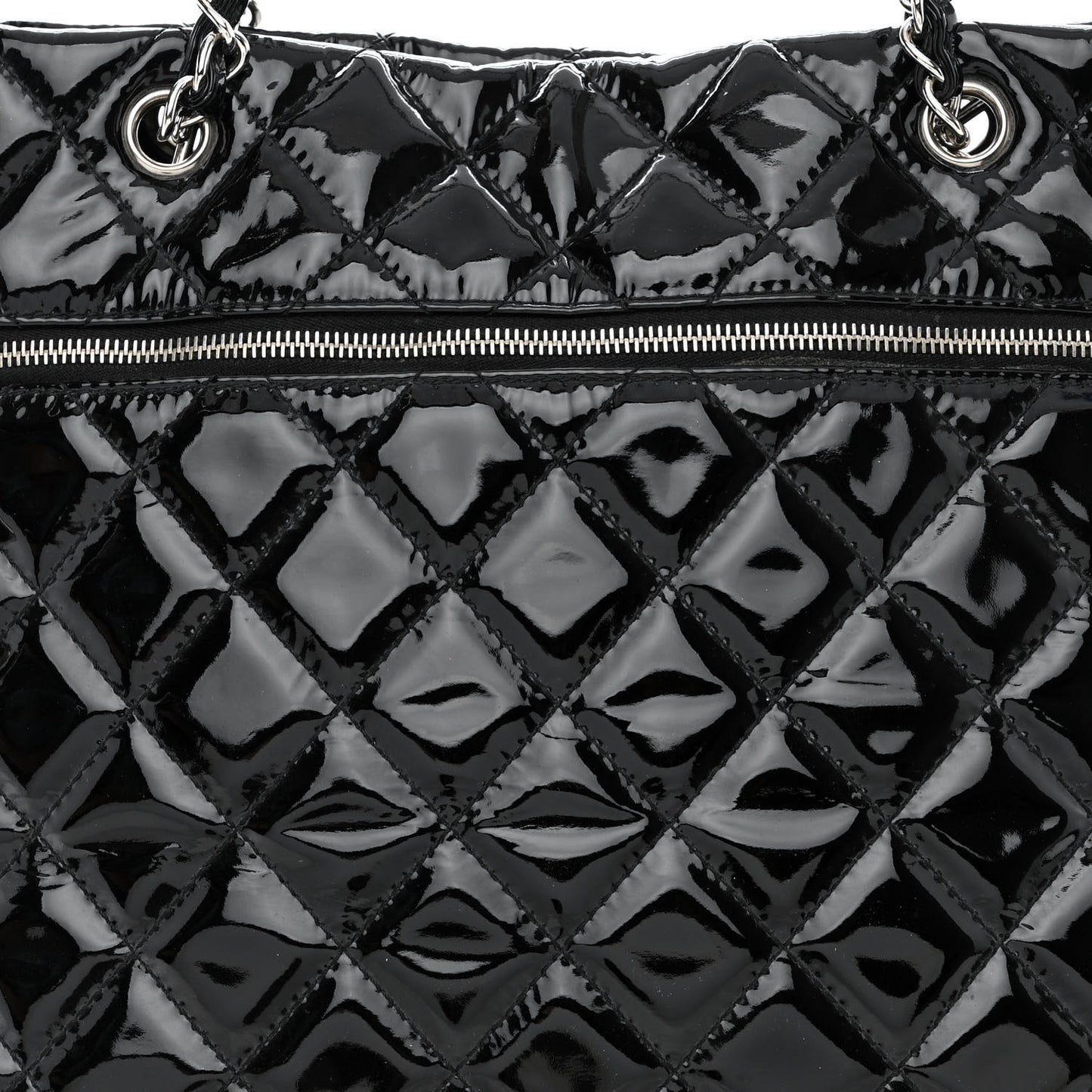 Patent Quilted Chic and Glitter Large Tote Black