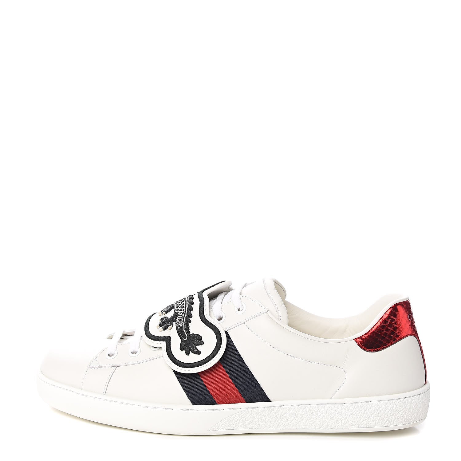 Gucci Calfskin Ayers Web UFO Dragon Embroidered Mens Ace Sneakers 10.5 White 1 of 9