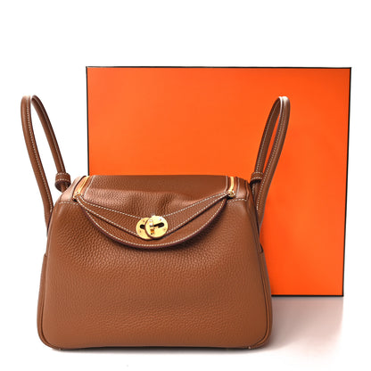 Hermes Taurillon Clemence Lindy 26 Gold 11 of 11
