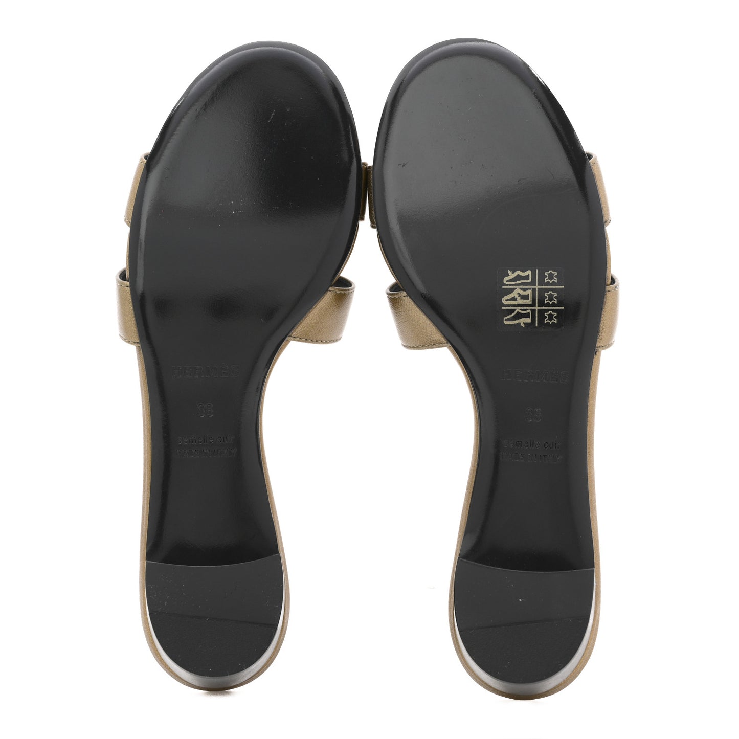 Metallic Madame Calfskin Oasis Sandals 38 Bronze