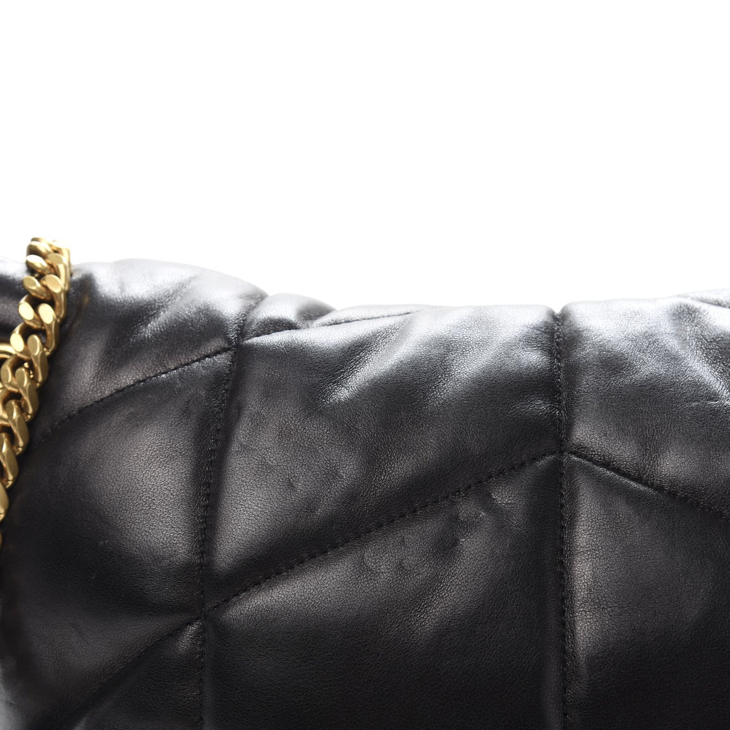 Lambskin Quilted Medium Loulou Puffer Monogram Chain Satchel Black