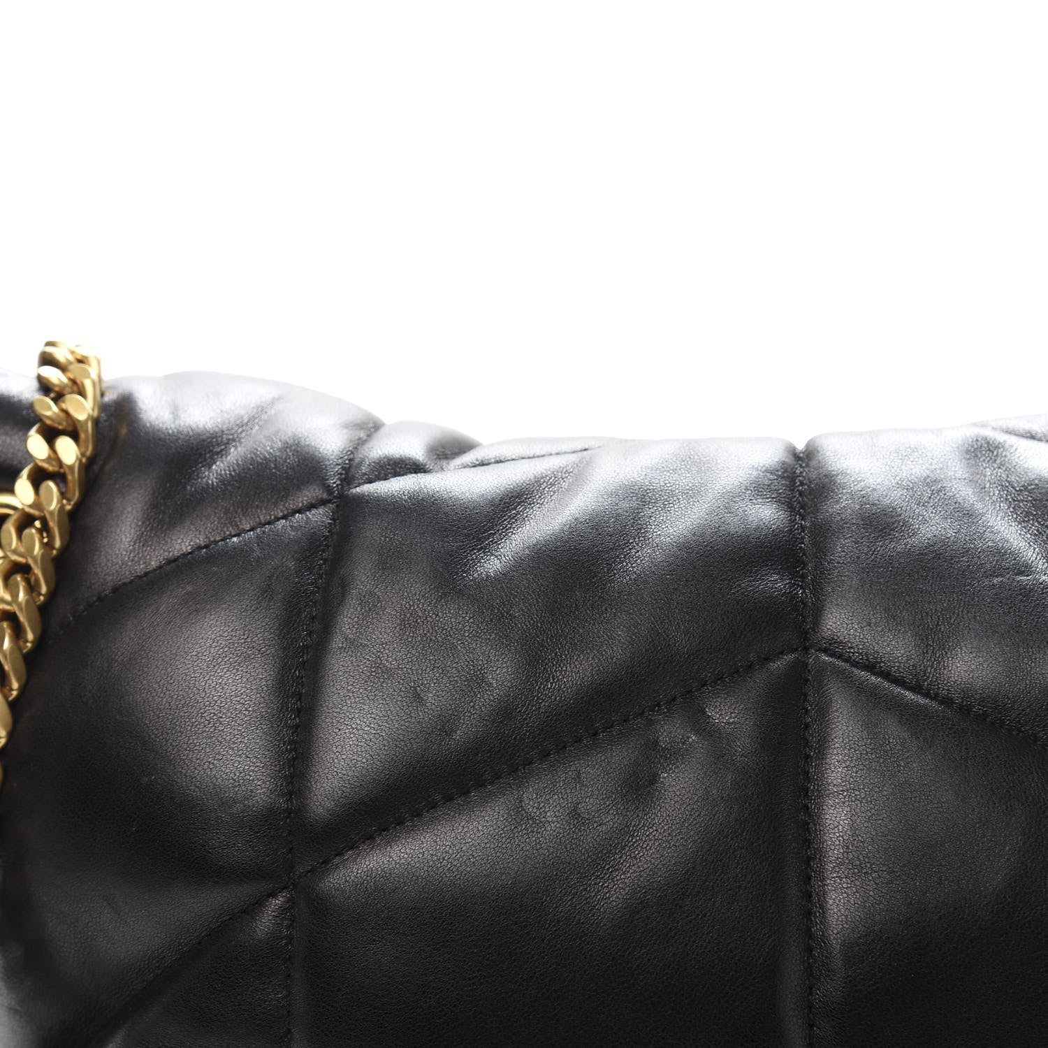 Saint Laurent Lambskin Quilted Medium Loulou Puffer Monogram Chain Satchel Black 11 of 12