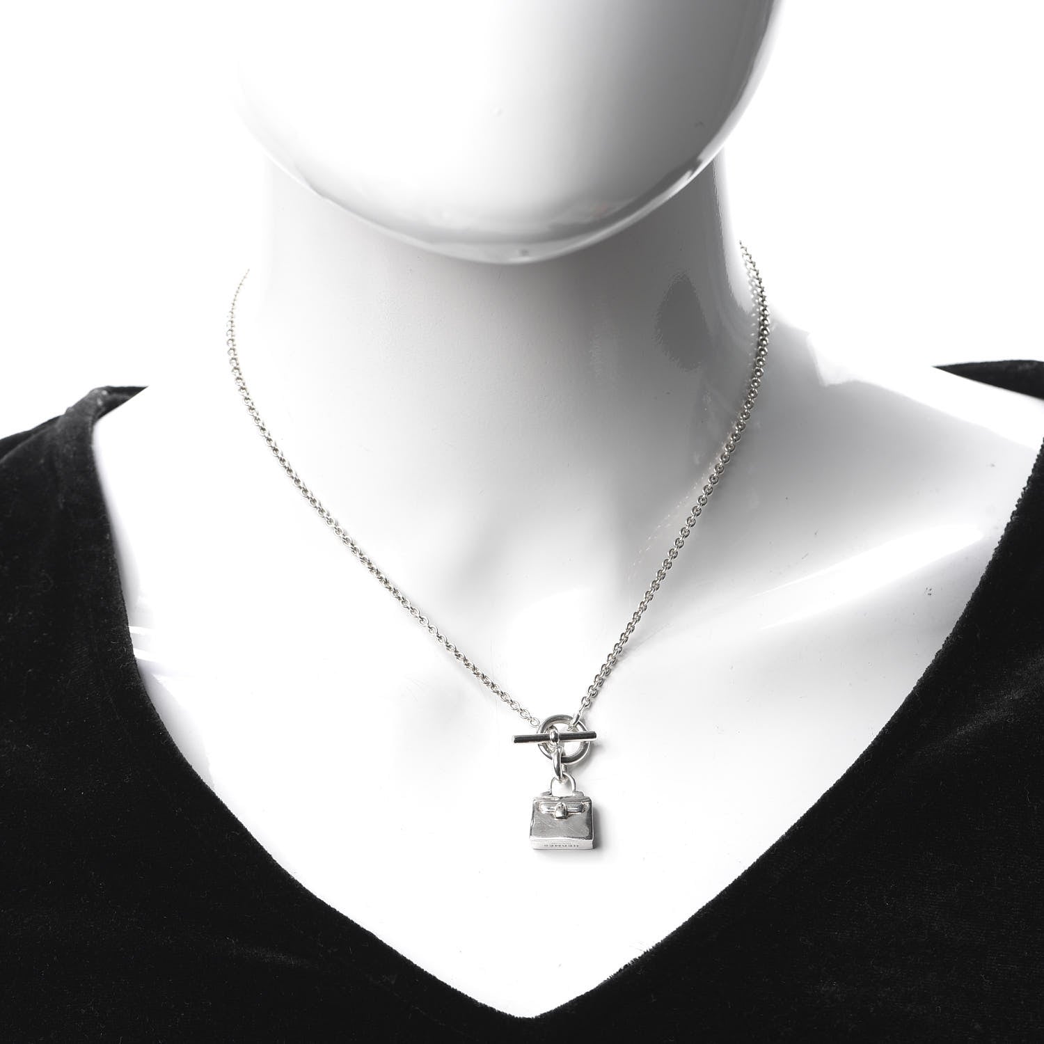 Hermes Sterling Silver Birkin Amulette Pendant Necklace 2 of 5