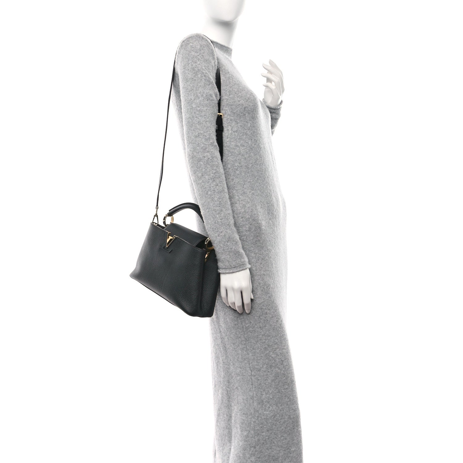 Louis Vuitton Taurillon Capucines BB Black 2 of 8
