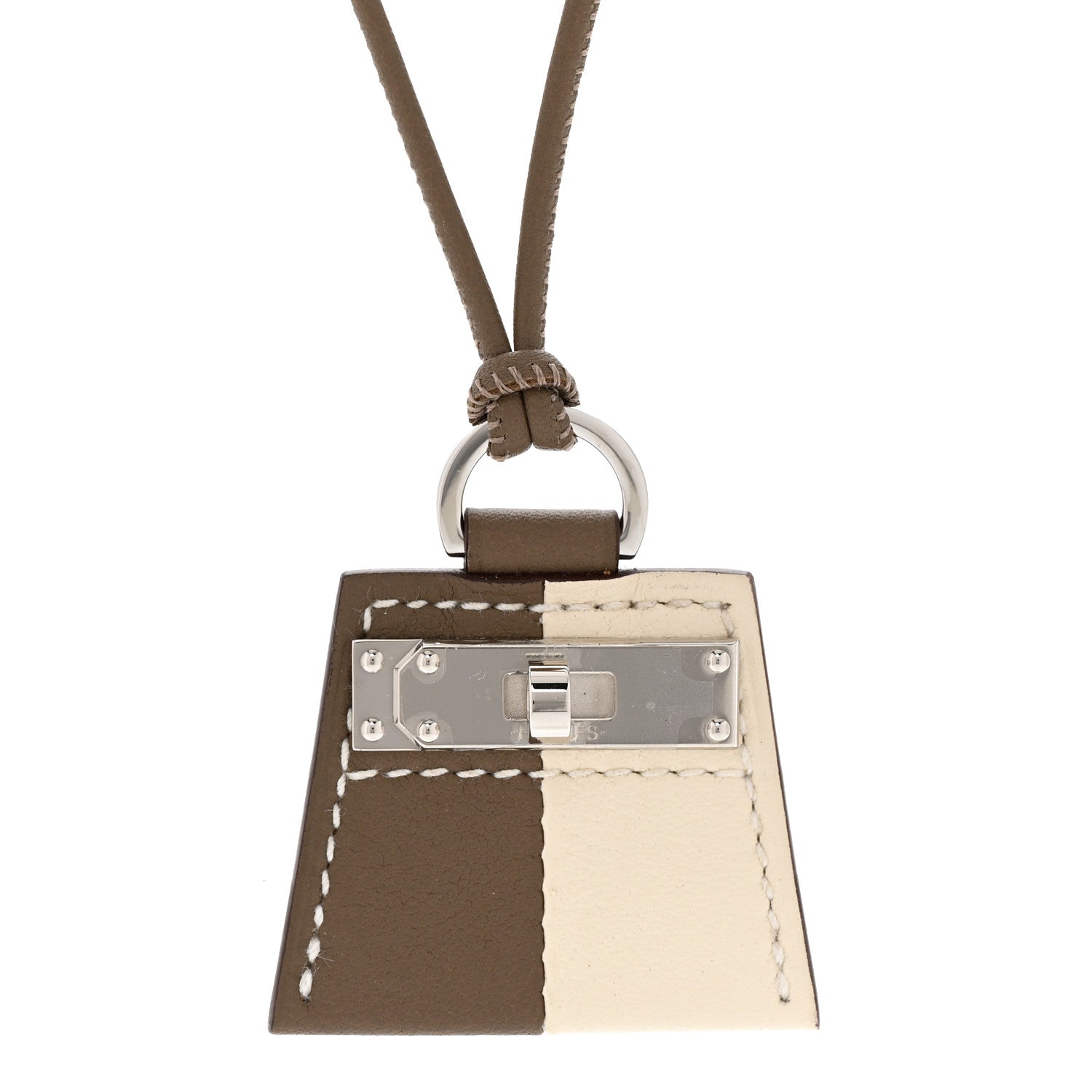 Hermes Swift Monpetit Small Kelly Pendant Necklace Etoupe Nata 4 of 6