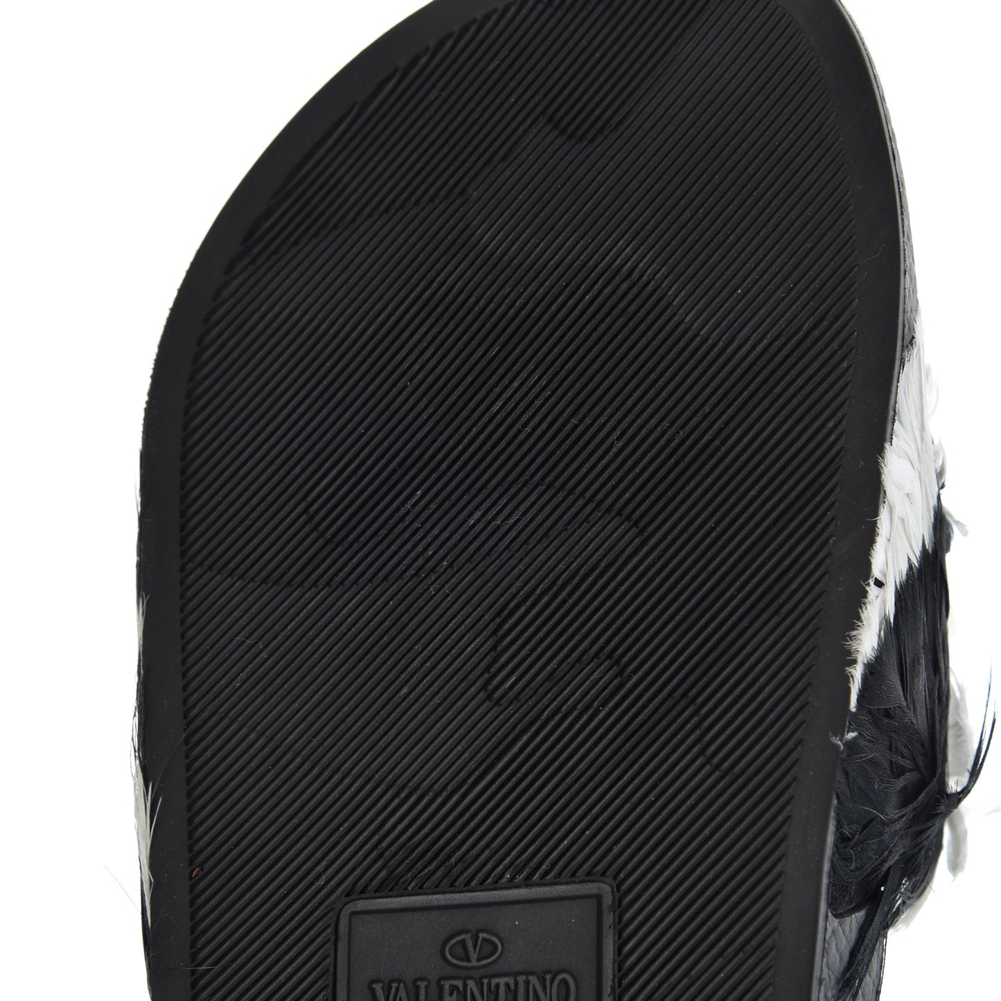 Rubber Feather Pool Slide Sandals 37 Black White