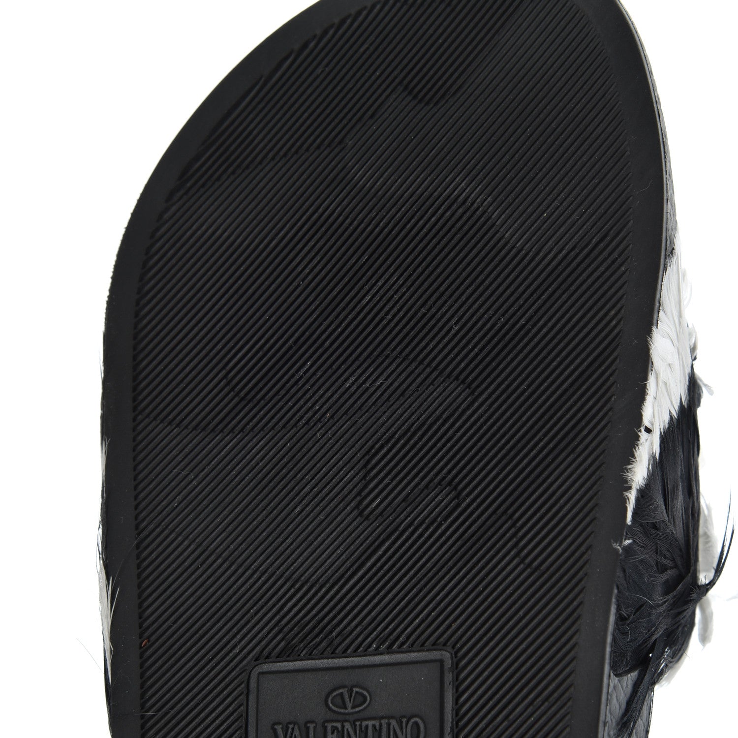 Valentino Garavani Rubber Feather Pool Slide Sandals 37 Black White 8 of 8