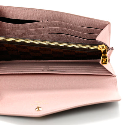 Louis Vuitton Damier Ebene Studded Sarah Wallet NM Rose Ballerine 5 of 9