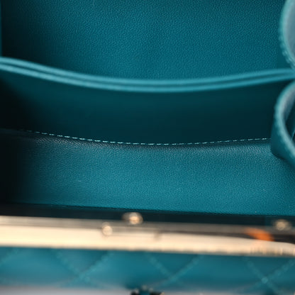 Chanel Lambskin Quilted Pearl CC Vanity Case Turquoise 5 of 15