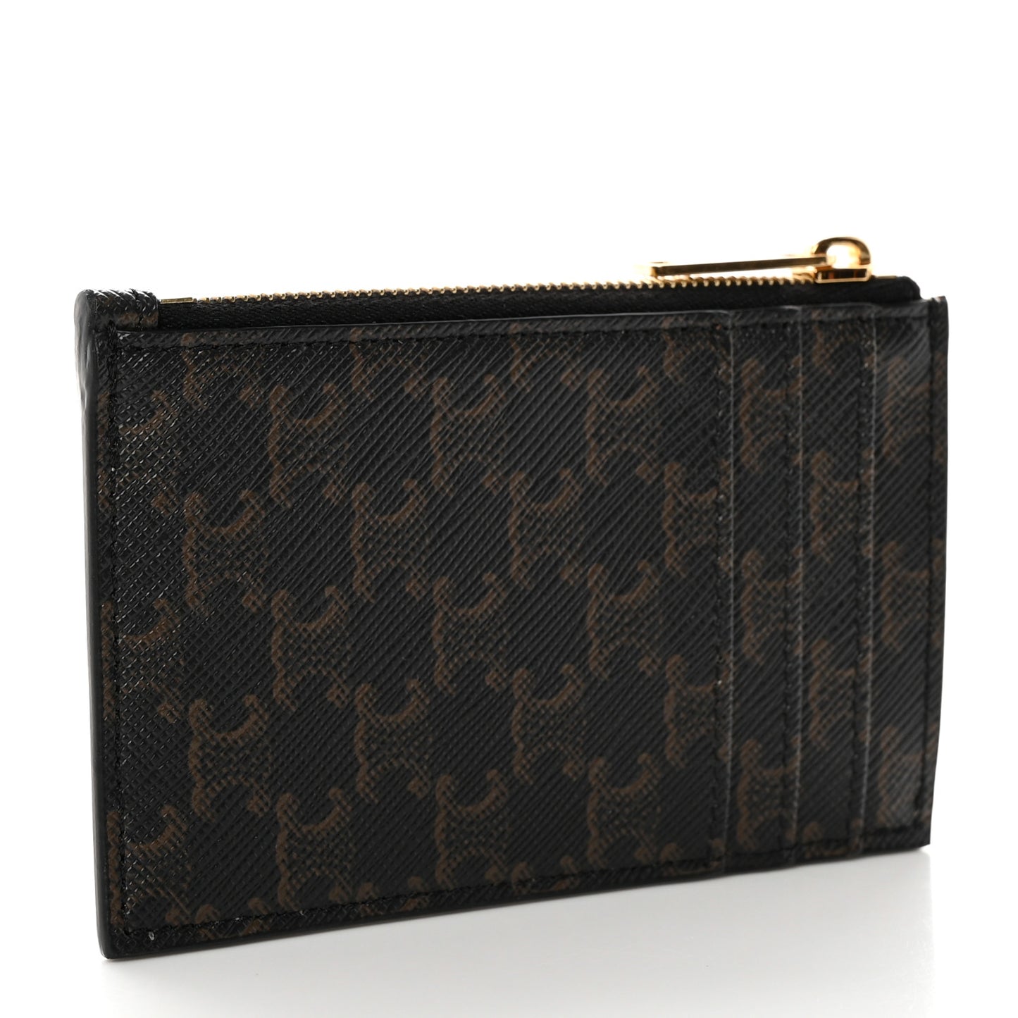 Triomphe Canvas Zipped Card Holder Tan