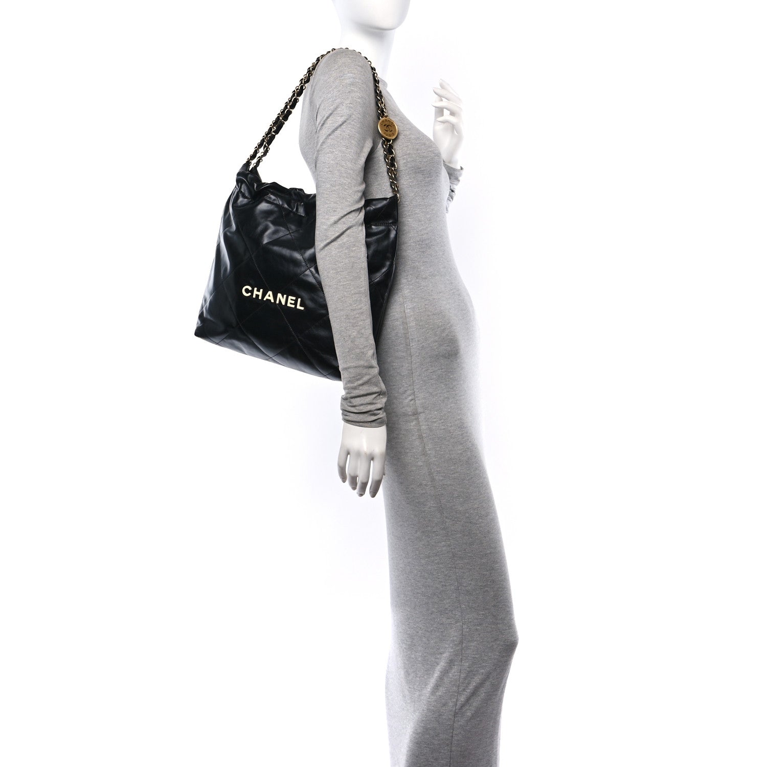 Chanel Shiny Calfskin Quilted Small Chanel 22 Black 2 of 11
