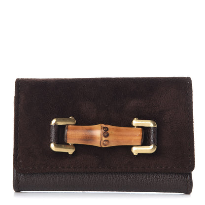 Gucci Suede Bamboo 6 Key Holder Case Dark Brown 1 of 7