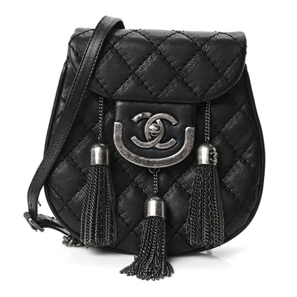 Chanel Calfskin Quilted Coco Sporran Small Tassel Flap Black 1 of 10