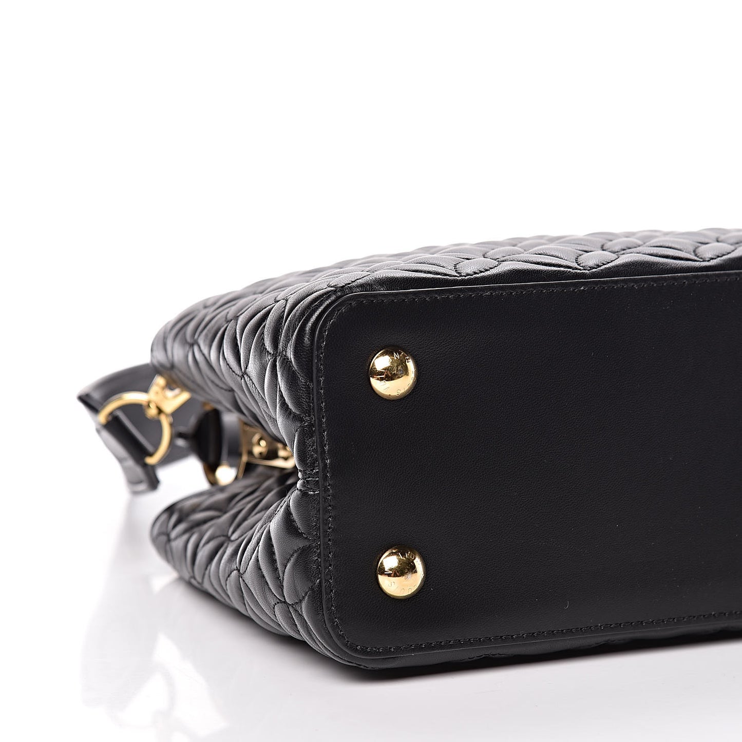 Lambskin Quilted Flower Capucines PM Black