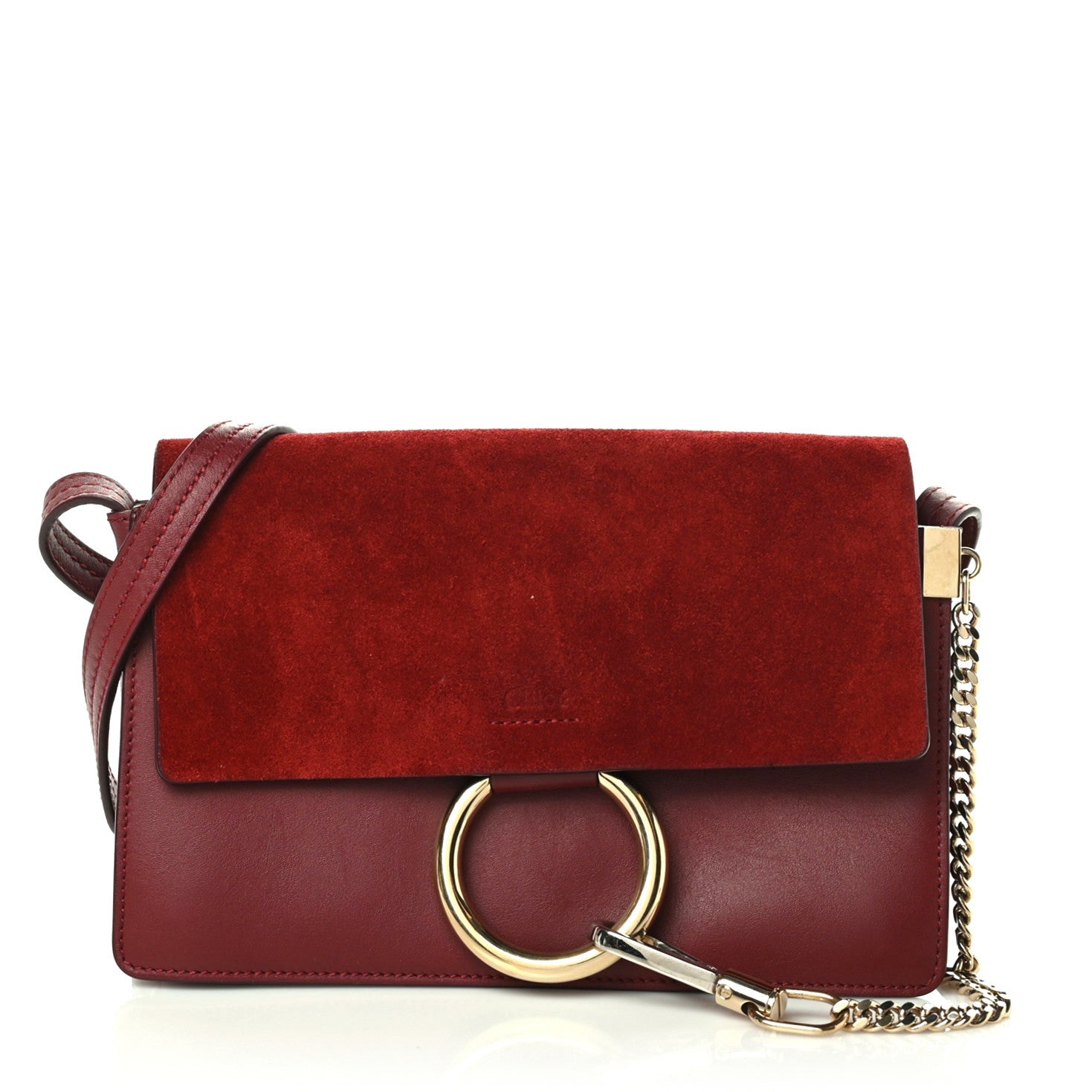 Chloe Suede Calfskin Small Faye Shoulder Bag Plum Purple 1 of 9