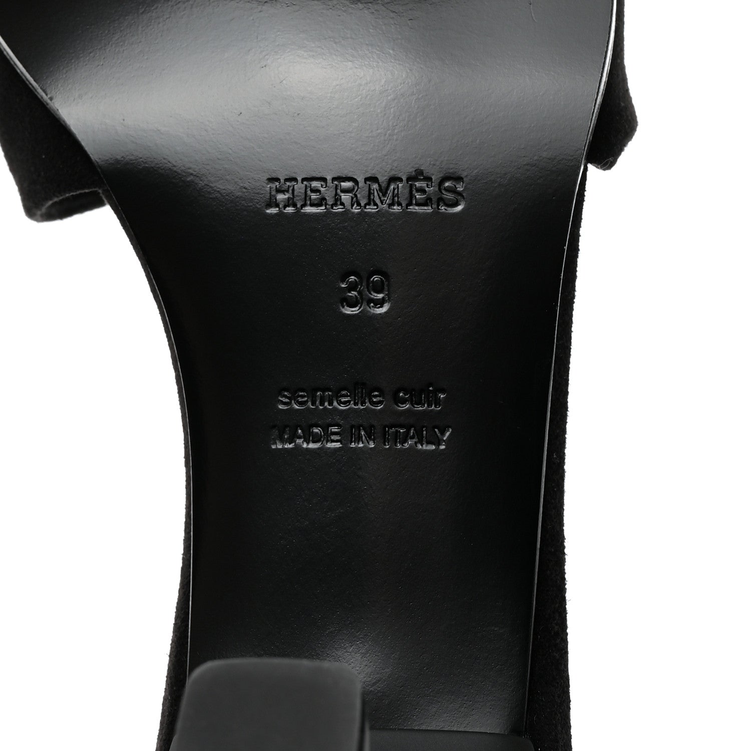 Hermes Suede Goatskin Giny 55 Sandals 39 Black 8 of 9