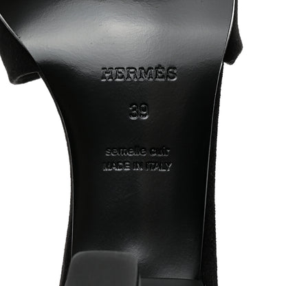 Hermes Suede Goatskin Giny 55 Sandals 39 Black 8 of 9