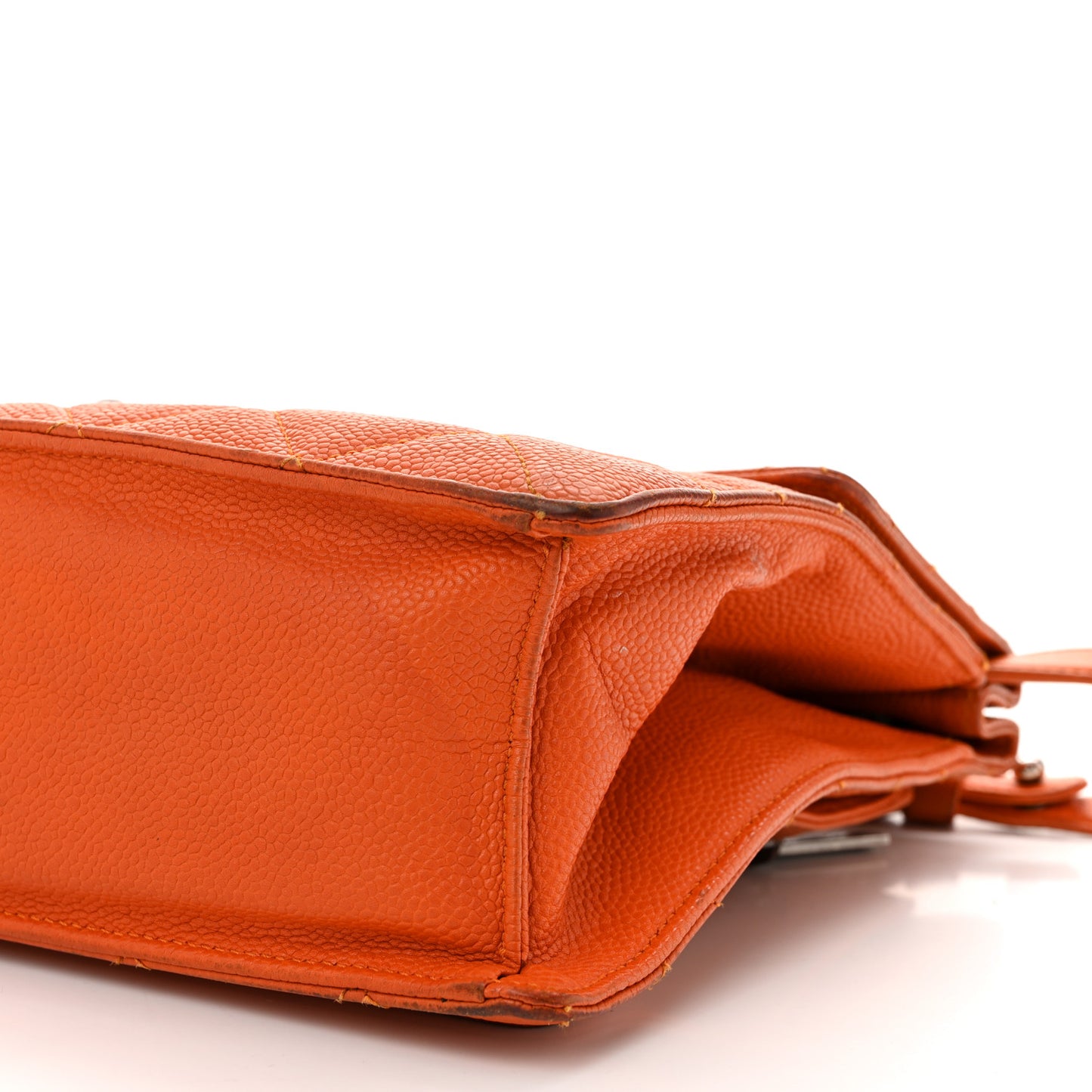 Caviar Quilted Large Retro Class Flap Orange