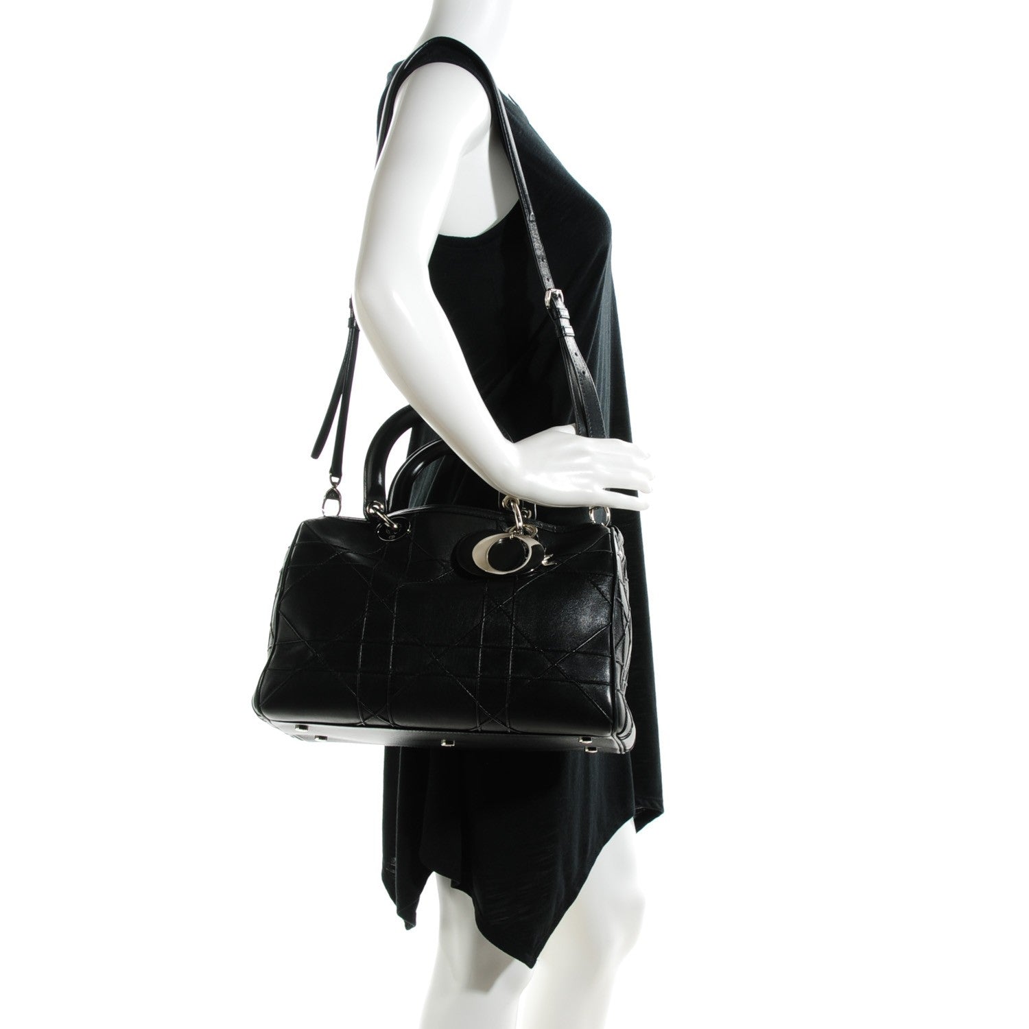 Christian Dior Lambskin Cannage Granville Polochon Black 2 of 8