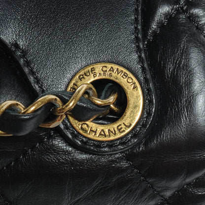 Chanel Aged Calfskin Quilted Large Pondichery Flap Black 8 of 9